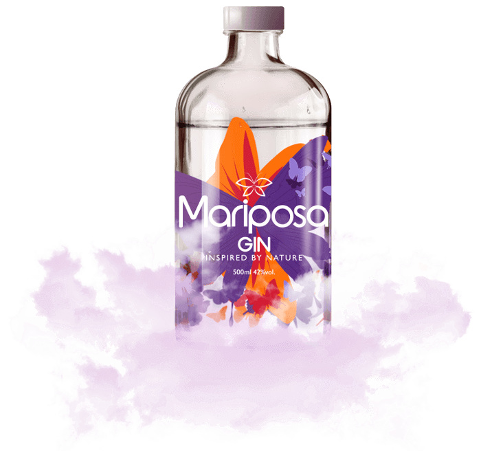 Die Mariposa Gin Flasche auf einer Wolke